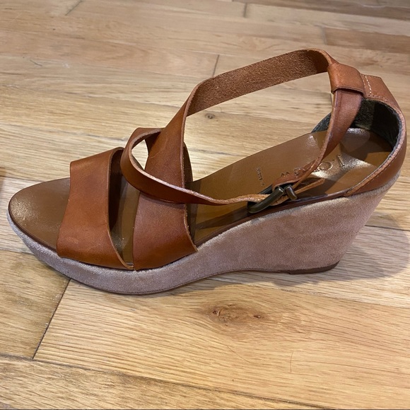 J. Crew Marguerite Strap leather Platform Wedge Sandals In Brown size 9 - Picture 5 of 13